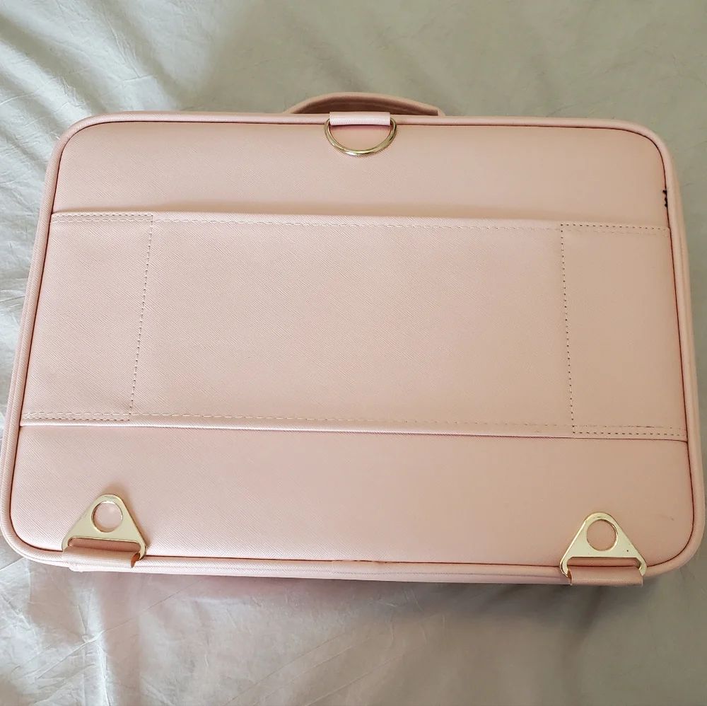 Pink Makeup Organizer with Adjustable Dividers